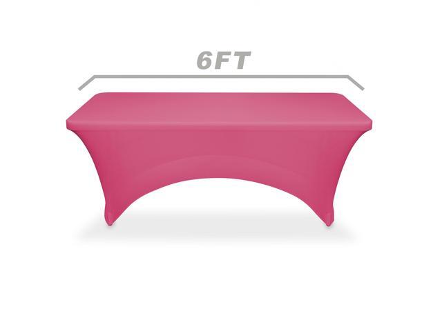 Lann's Linens - 6' Fitted Stretch Tablecloth for 72' x 30' Rectangular Table - Wedding / Banquet / Trade Show - Spandex Cloth Fabric Cover - Fuchsia
