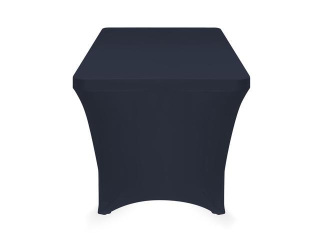 Lann's Linens - 4' Fitted Stretch Tablecloth for 48' x 24' Rectangular Table - Wedding / Banquet / Trade Show - Spandex Cloth Fabric Cover - Navy Blue