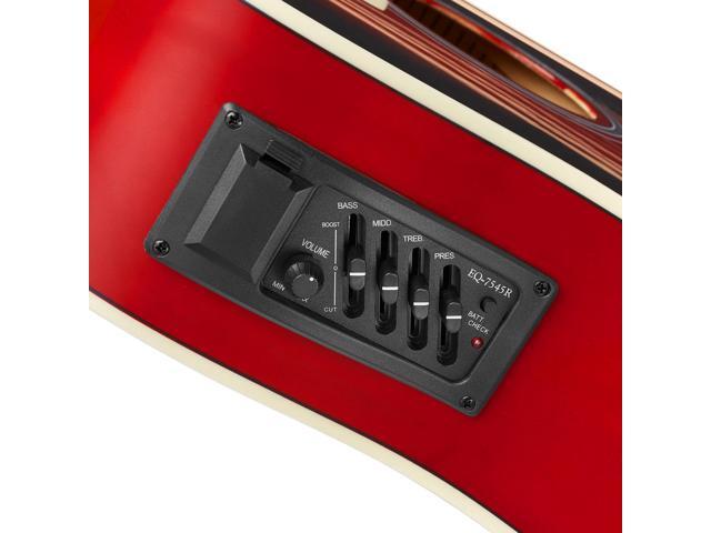 Ashthorpe Full-Size Dreadnought Cutaway Acoustic-Electric Guitar Bundle - Premium Tonewoods - Red