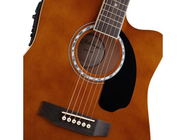 Ashthorpe Full-Size Dreadnought Cutaway Acoustic-Electric Guitar Bundle - Premium Tonewoods - Brown