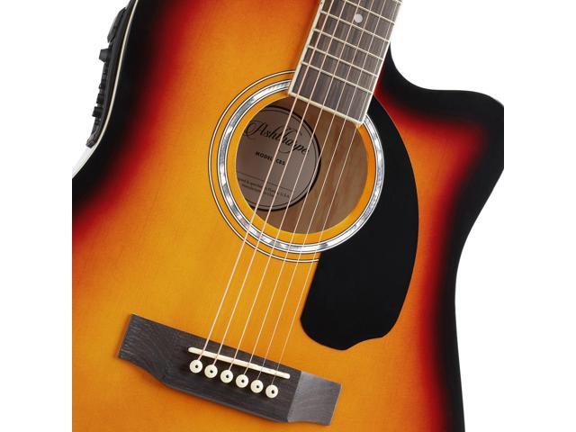 Ashthorpe Full-Size Dreadnought Cutaway Acoustic-Electric Guitar Bundle - Premium Tonewoods - Sunburst