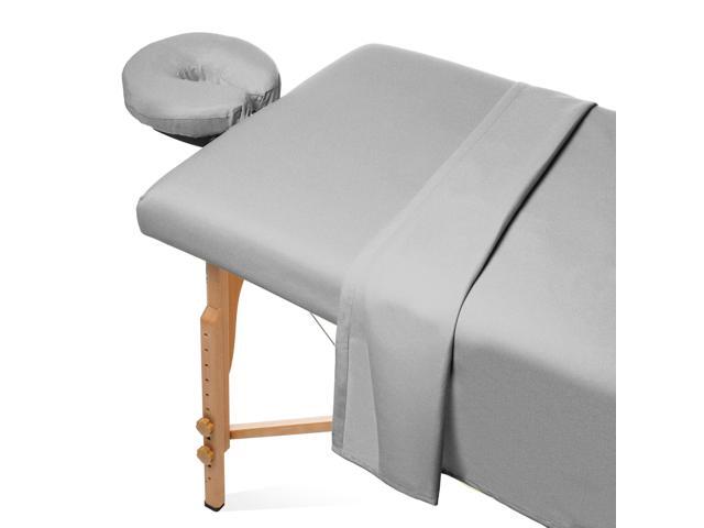 Saloniture 3-Piece Flannel Massage Table Sheet Set - Soft Cotton Facial Bed Cover - Includes Flat and Fitted Sheets with Face Cradle Cover - Light...