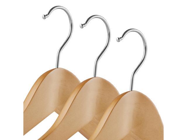 Casafield - 6 Natural Wide Shoulder Wooden Suit Hangers - Premium Lotus Wood, Non-Slip Pant Bar & Chrome Swivel Hook for Dress Clothes, Coats,...