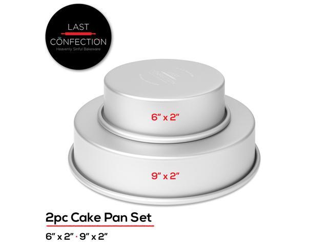 Last Confection 2-Piece Cake Pan Set - Includes 6' and 9' Round Aluminum Pans - 2' Deep