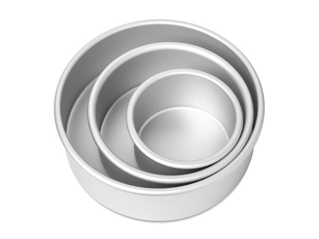 Last Confection 3-Piece Cake Pan Set - 4', 6' and 8' Round Aluminum Pans - 2' Deep