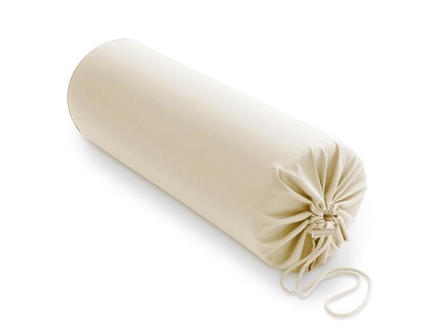 Saloniture Flannel Cylinder Pillow Case Cover for Massage Table Bolsters - 30 x 9 Inch with Drawstring Closure, Natural