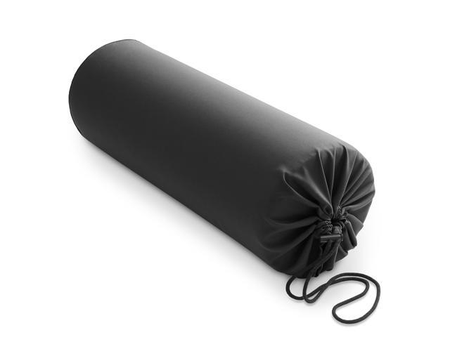 Saloniture Microfiber Cylinder Pillow Case Cover for Massage Table Bolsters - 30 x 9 Inch with Drawstring Closure, Black