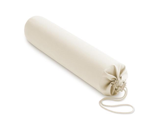 Saloniture Microfiber Cylinder Pillow Case Cover for Massage Table Bolsters - 30 x 6 Inch with Drawstring Closure, Natural