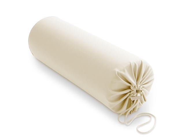 Saloniture Microfiber Cylinder Pillow Case Cover for Massage Table Bolsters - 30 x 9 Inch with Drawstring Closure, Natural