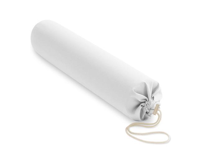Saloniture Flannel Cylinder Pillow Case Cover for Massage Table Bolsters - 30 x 6 Inch with Drawstring Closure, White
