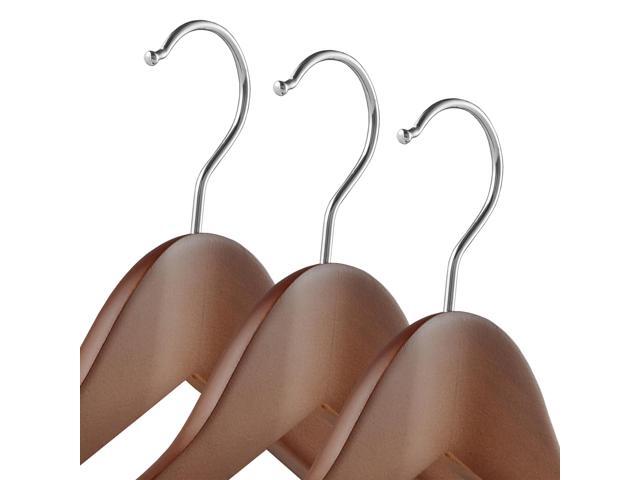Casafield - 6 Walnut Wide Shoulder Wooden Suit Hangers - Premium Lotus Wood, Non-Slip Pant Bar & Chrome Swivel Hook for Dress Clothes, Coats,...