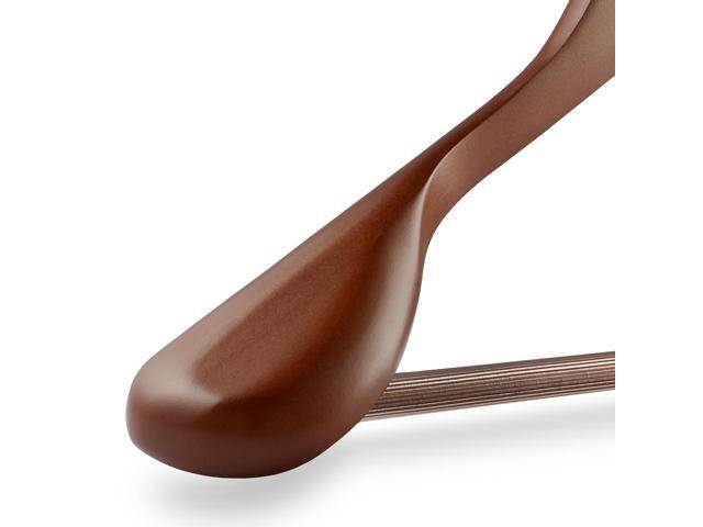 Casafield - 6 Walnut Wide Shoulder Wooden Suit Hangers - Premium Lotus Wood, Non-Slip Pant Bar & Chrome Swivel Hook for Dress Clothes, Coats,...