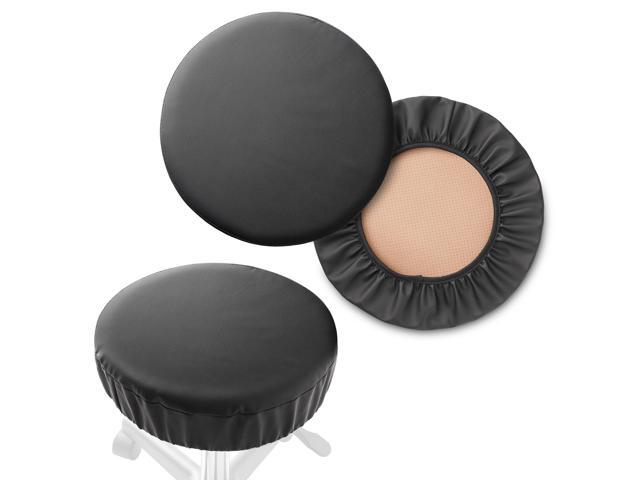 Saloniture 2-Pack Round Stool Seat Cover, 13-1/2 Inch Waterproof Slipcover for Swivel Chair or Barstool - Black