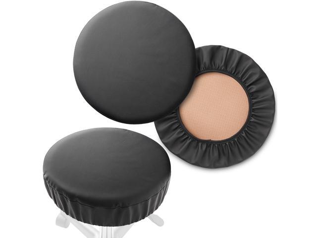 Saloniture 2-Pack Round Stool Seat Cover, 17-1/2 Inch Waterproof Slipcover for Swivel Chair or Barstool - Black