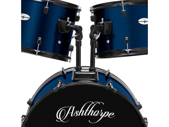 Ashthorpe 5-Piece Complete Full Size Adult Drum Set with Remo Batter Heads - Blue