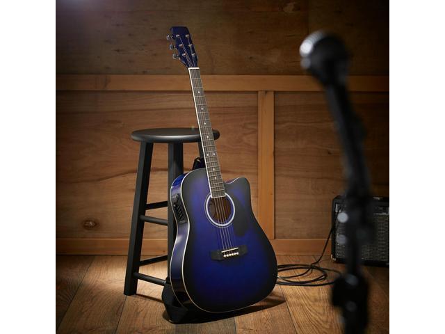 Ashthorpe Full-Size Cutaway Thinline Acoustic-Electric Guitar Package - Premium Tonewoods - Blue
