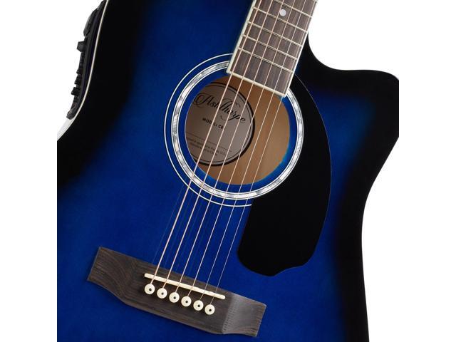 Ashthorpe Full-Size Cutaway Thinline Acoustic-Electric Guitar Package - Premium Tonewoods - Blue