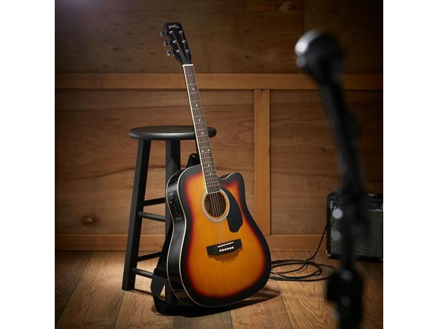 Ashthorpe Full-Size Cutaway Thinline Acoustic-Electric Guitar Package - Premium Tonewoods - Sunburst