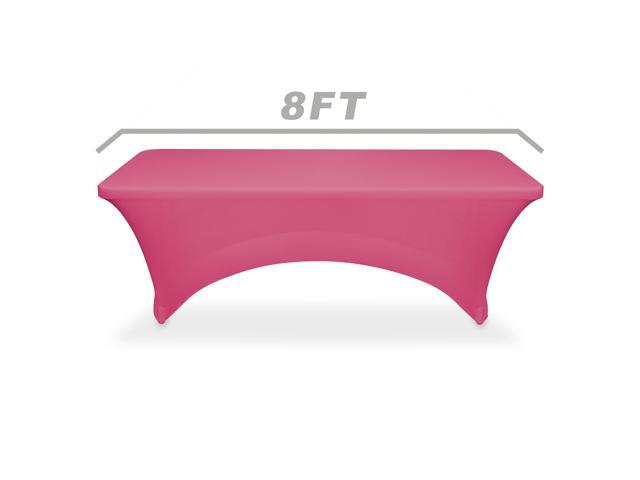 Lann's Linens - 8' Fitted Stretch Tablecloth for 96' x 30' Rectangular Table - Wedding / Banquet / Trade Show - Spandex Cloth Fabric Cover - Fuchsia