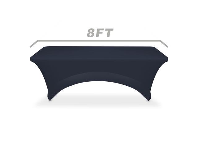 Lann's Linens - 8' Fitted Stretch Tablecloth for 96' x 30' Rectangular Table - Wedding / Banquet / Trade Show - Spandex Cloth Fabric Cover - Navy Blue