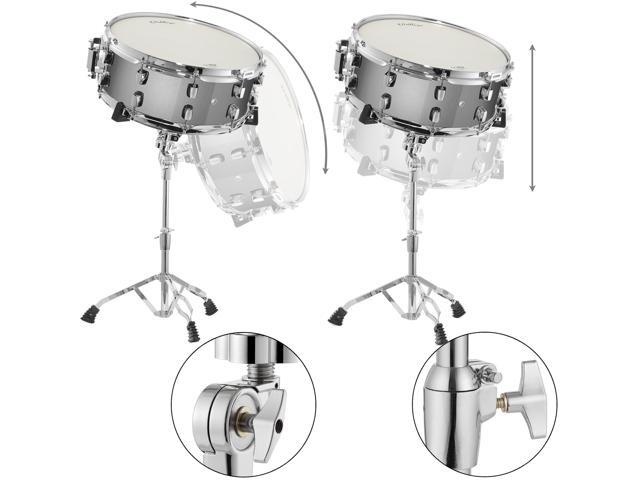 Ashthorpe Snare Drum Set with Remo Head (Silver) - Student Beginner Kit with Stand, Padded Gig Bag, Practice Pad, Neck Strap, and Sticks