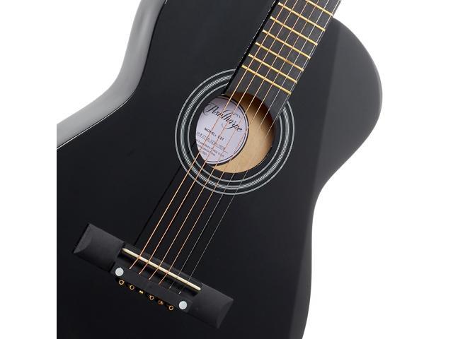 Ashthorpe 30-inch Beginner Acoustic Guitar Package (Black), Basic Starter Kit w/ Gig Bag, Strings, Strap, Tuner, Picks
