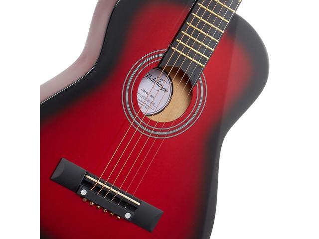 Ashthorpe 30-inch Beginner Acoustic Guitar Package (Red), Basic Starter Kit w/ Gig Bag, Strings, Strap, Tuner, Picks