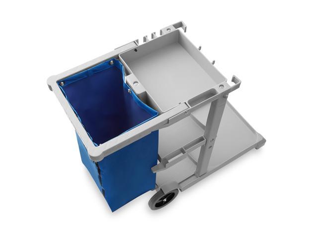 Dryser Commercial Janitorial Cleaning Cart on Wheels - Housekeeping Caddy with Shelves and Vinyl Bag