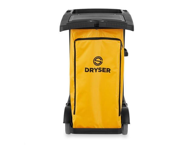 Dryser Commercial Janitorial Cleaning Cart on Wheels - Black Housekeeping Caddy with Cover, Shelves and Vinyl Bag