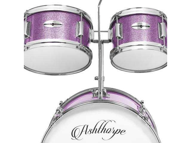 Ashthorpe 5-Piece Complete Junior Drum Set with Genuine Brass Cymbals - Advanced Beginner Kit with 16' Bass, Adjustable Throne, Cymbals, Hi-Hats,...