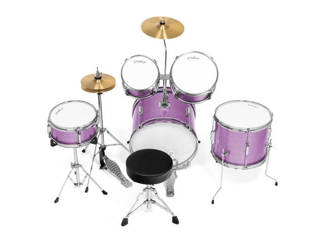 Ashthorpe 5-Piece Complete Junior Drum Set with Genuine Brass Cymbals - Advanced Beginner Kit with 16' Bass, Adjustable Throne, Cymbals, Hi-Hats,...