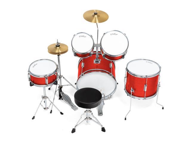 Ashthorpe 5-Piece Complete Junior Drum Set with Genuine Brass Cymbals - Advanced Beginner Kit with 16' Bass, Adjustable Throne, Cymbals, Hi-Hats,...