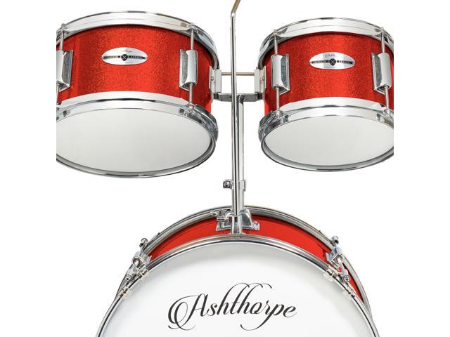 Ashthorpe 5-Piece Complete Junior Drum Set with Genuine Brass Cymbals - Advanced Beginner Kit with 16' Bass, Adjustable Throne, Cymbals, Hi-Hats,...