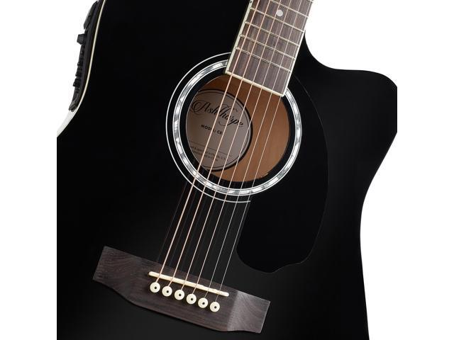 Ashthorpe Full-Size Dreadnought Cutaway Acoustic Electric Guitar Package with 10 Watt Amp - Black