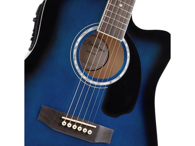 Ashthorpe Full-Size Dreadnought Cutaway Acoustic Electric Guitar Package with 10 Watt Amp - Blue