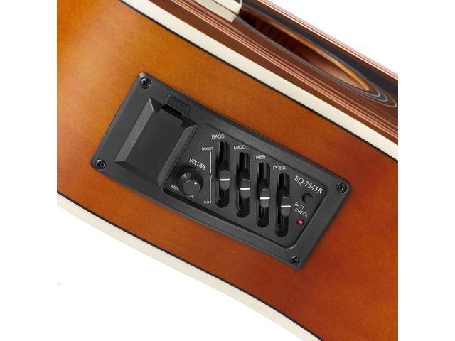 Ashthorpe Full-Size Dreadnought Cutaway Acoustic Electric Guitar Package with 10 Watt Amp - Brown