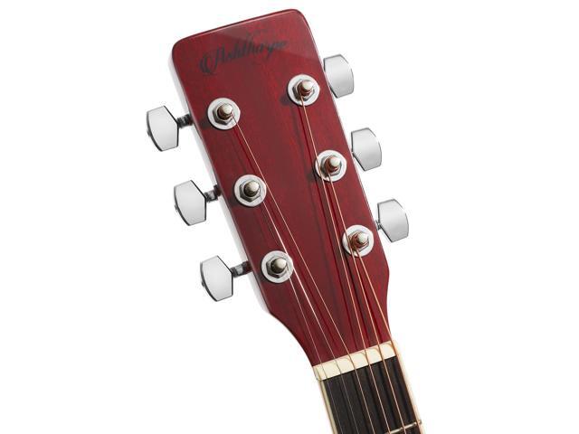Ashthorpe Left Handed Full-Size Dreadnought Cutaway Acoustic Electric Guitar Package with 10 Watt Amp - Red