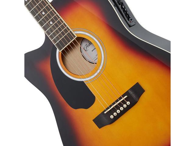 Ashthorpe Left Handed Full-Size Dreadnought Cutaway Acoustic Electric Guitar Package with 10 Watt Amp - Sunburst