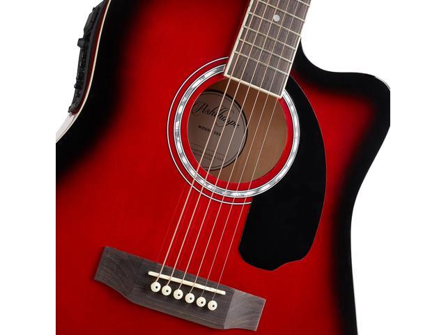 Ashthorpe Full-Size Thinline Cutaway Acoustic Electric Guitar Package with 10 Watt Amp - Red