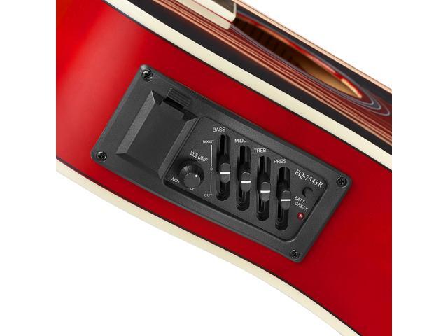 Ashthorpe Full-Size Thinline Cutaway Acoustic Electric Guitar Package with 10 Watt Amp - Red