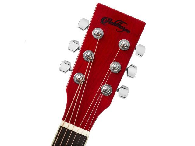 Ashthorpe Full-Size Thinline Cutaway Acoustic Electric Guitar Package with 10 Watt Amp - Red