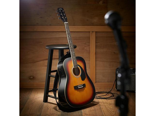 Ashthorpe Full-Size Dreadnought Acoustic-Electric Guitar Bundle - Premium Tonewoods - Sunburst