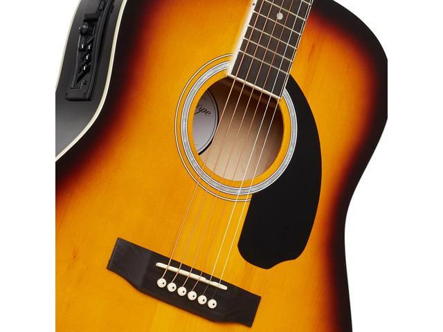 Ashthorpe Full-Size Dreadnought Acoustic-Electric Guitar Bundle - Premium Tonewoods - Sunburst