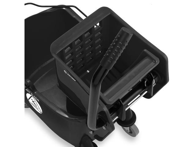 Dryser Commercial Mop Bucket with Side Press Wringer, 26 Quart, Black