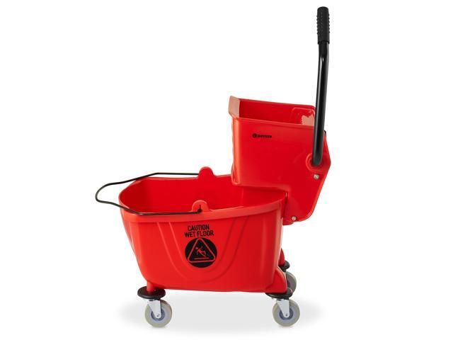 Dryser Commercial Mop Bucket with Side Press Wringer, 26 Quart, Red