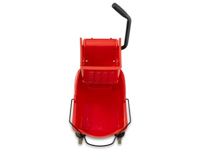Dryser Commercial Mop Bucket with Side Press Wringer, 26 Quart, Red