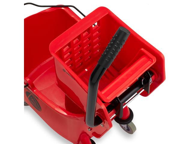 Dryser Commercial Mop Bucket with Side Press Wringer, 26 Quart, Red