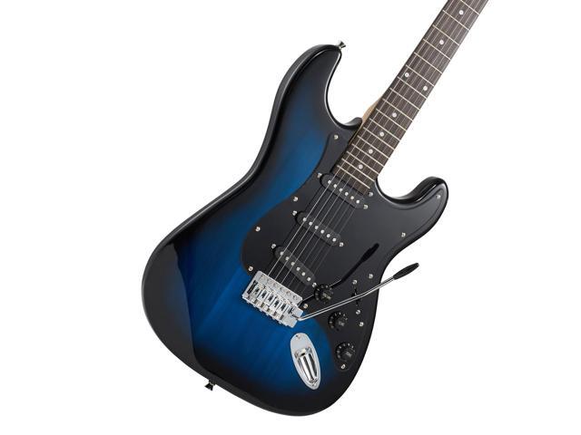 Ashthorpe 39-Inch Electric Guitar (Blue-Black), Full-Size Guitar Kit with Padded Gig Bag, Tremolo Bar, Strap, Strings, Cable, Cloth, Picks