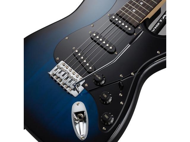 Ashthorpe 39-Inch Electric Guitar (Blue-Black), Full-Size Guitar Kit with Padded Gig Bag, Tremolo Bar, Strap, Strings, Cable, Cloth, Picks