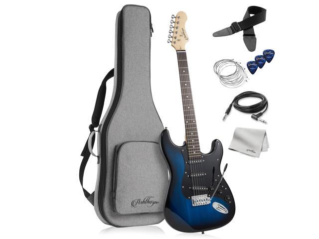 Ashthorpe 39-Inch Electric Guitar (Blue-Black), Full-Size Guitar Kit with Padded Gig Bag, Tremolo Bar, Strap, Strings, Cable, Cloth, Picks
